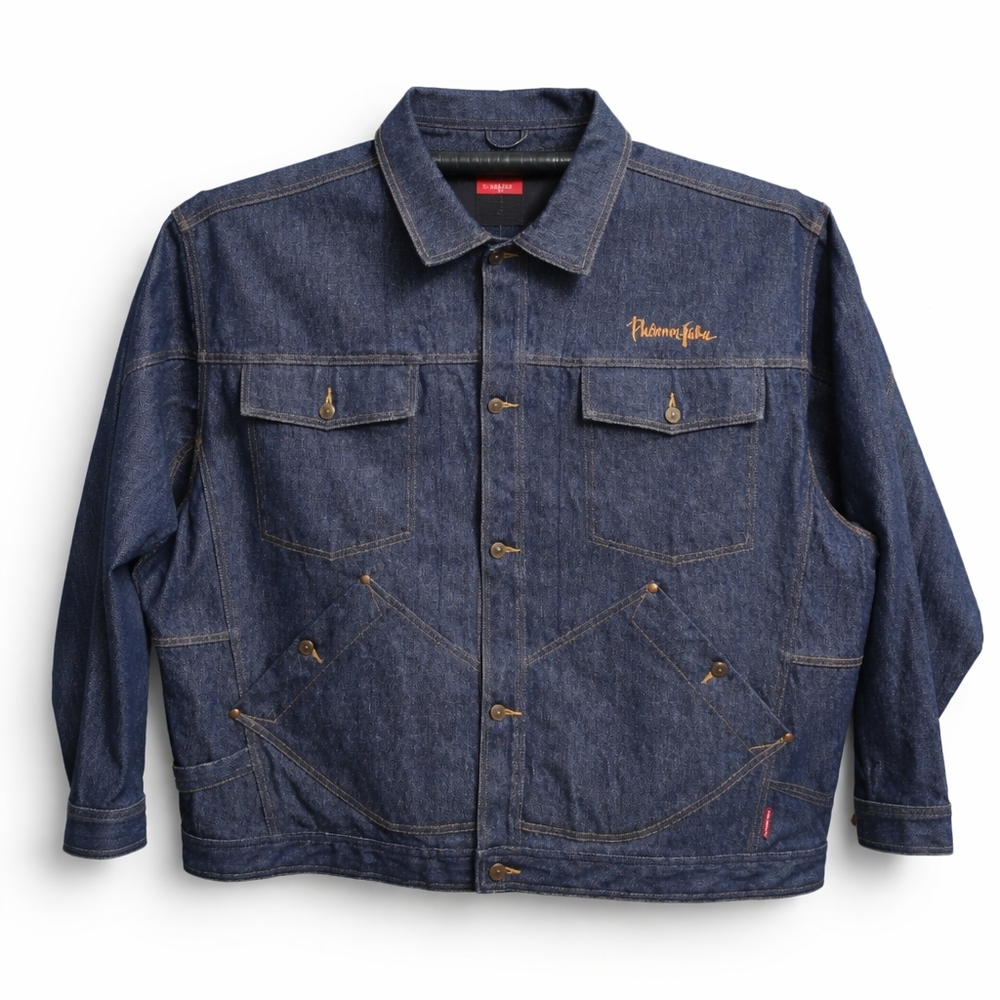 Vintage Platinum FUBU Denim Trucker Jacket 4X Hip Hop Streetwear Y2K Vintage
